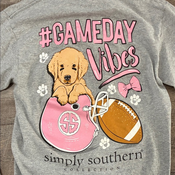 Simply Southern Gray Long Sleeve with Pink Gameday Design - Picture 2 of 4